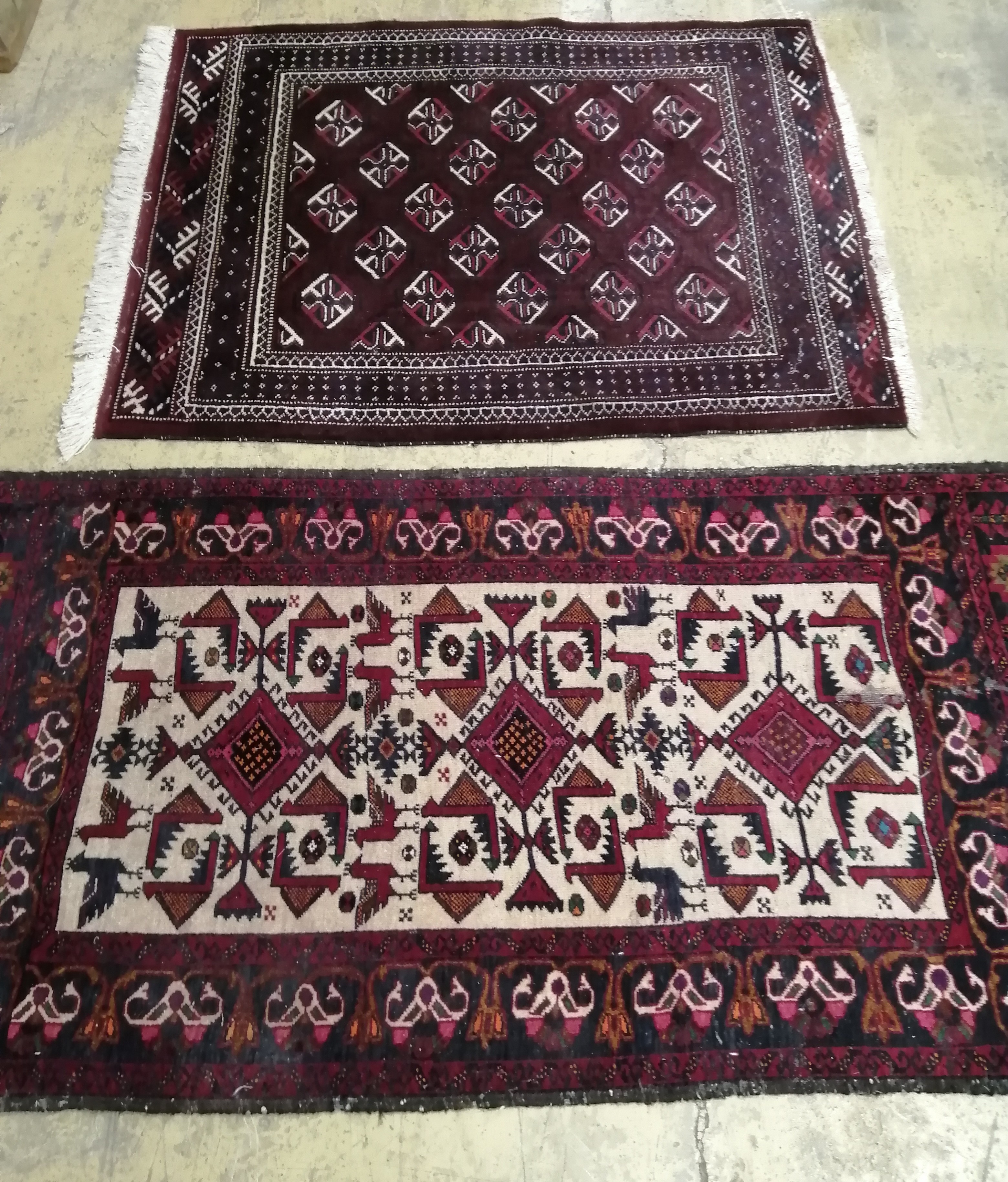 A Belouch rug and one other rug, larger 146 x 83cm